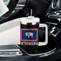 Vintage State of Wyoming Flag Bison Cheyenne Jackson Hole Tumbler With Handle
