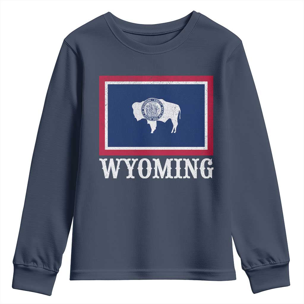 Vintage State of Wyoming Flag Bison Cheyenne Jackson Hole Youth Sweatshirt