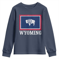 Vintage State of Wyoming Flag Bison Cheyenne Jackson Hole Youth Sweatshirt