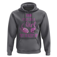 Funny Football Hoodie I Know I Play Like A Girl Try To Keep Up Pink Helmet - Wonder Print Shop