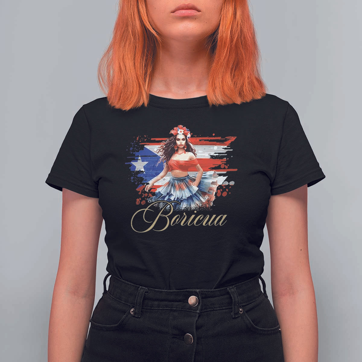 Puerto Rico T Shirt For Women Boricua Hispanic Heritage Month Bomba Dancer - Wonder Print Shop