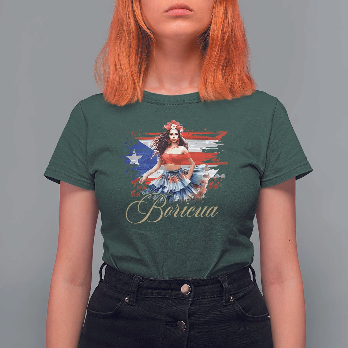 Puerto Rico T Shirt For Women Boricua Hispanic Heritage Month Bomba Dancer - Wonder Print Shop