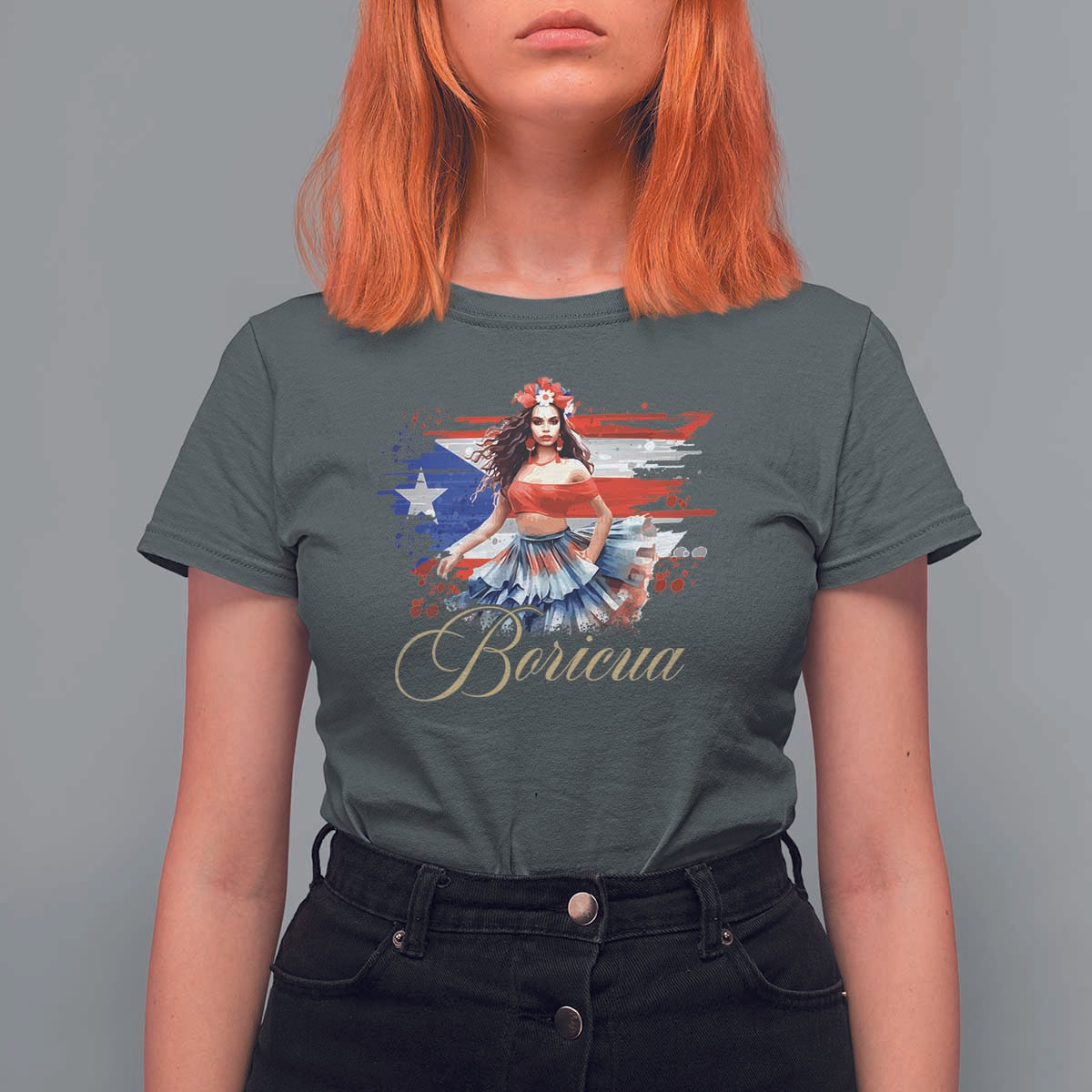Puerto Rico T Shirt For Women Boricua Hispanic Heritage Month Bomba Dancer - Wonder Print Shop