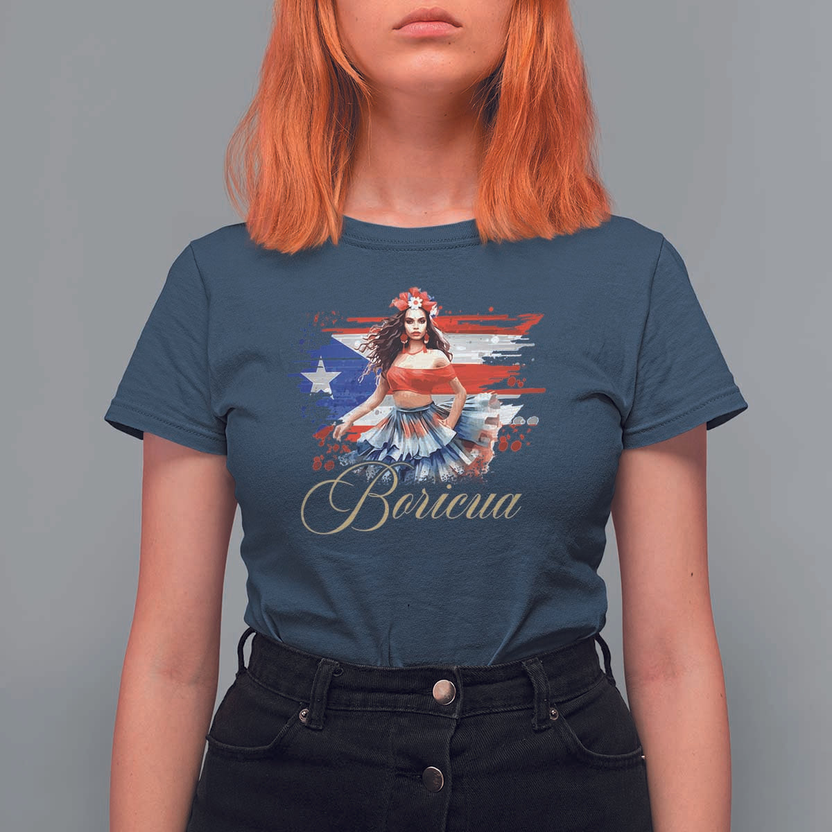Puerto Rico T Shirt For Women Boricua Hispanic Heritage Month Bomba Dancer - Wonder Print Shop