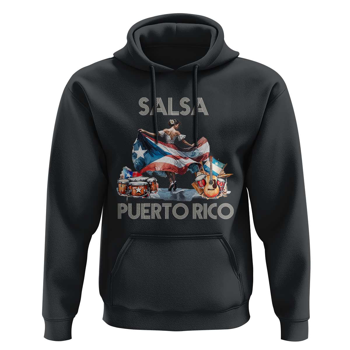 Puerto Rico Hoodie Salsa Dance Puerto Rican Flag Hispanic Heritage Month - Wonder Print Shop