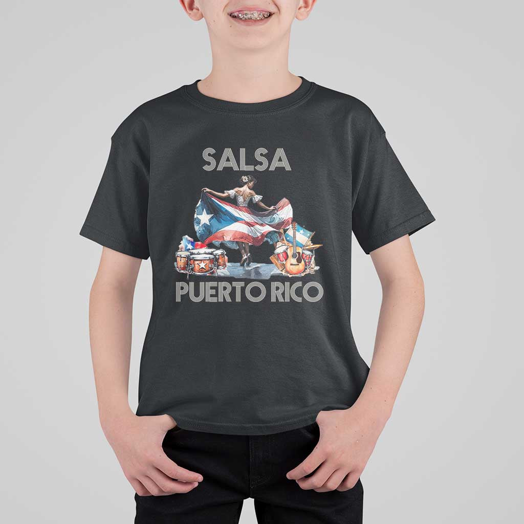 Puerto Rico T Shirt For Kid Salsa Dance Puerto Rican Flag Hispanic Heritage Month - Wonder Print Shop