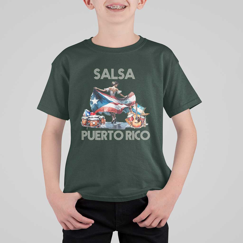 Puerto Rico T Shirt For Kid Salsa Dance Puerto Rican Flag Hispanic Heritage Month - Wonder Print Shop