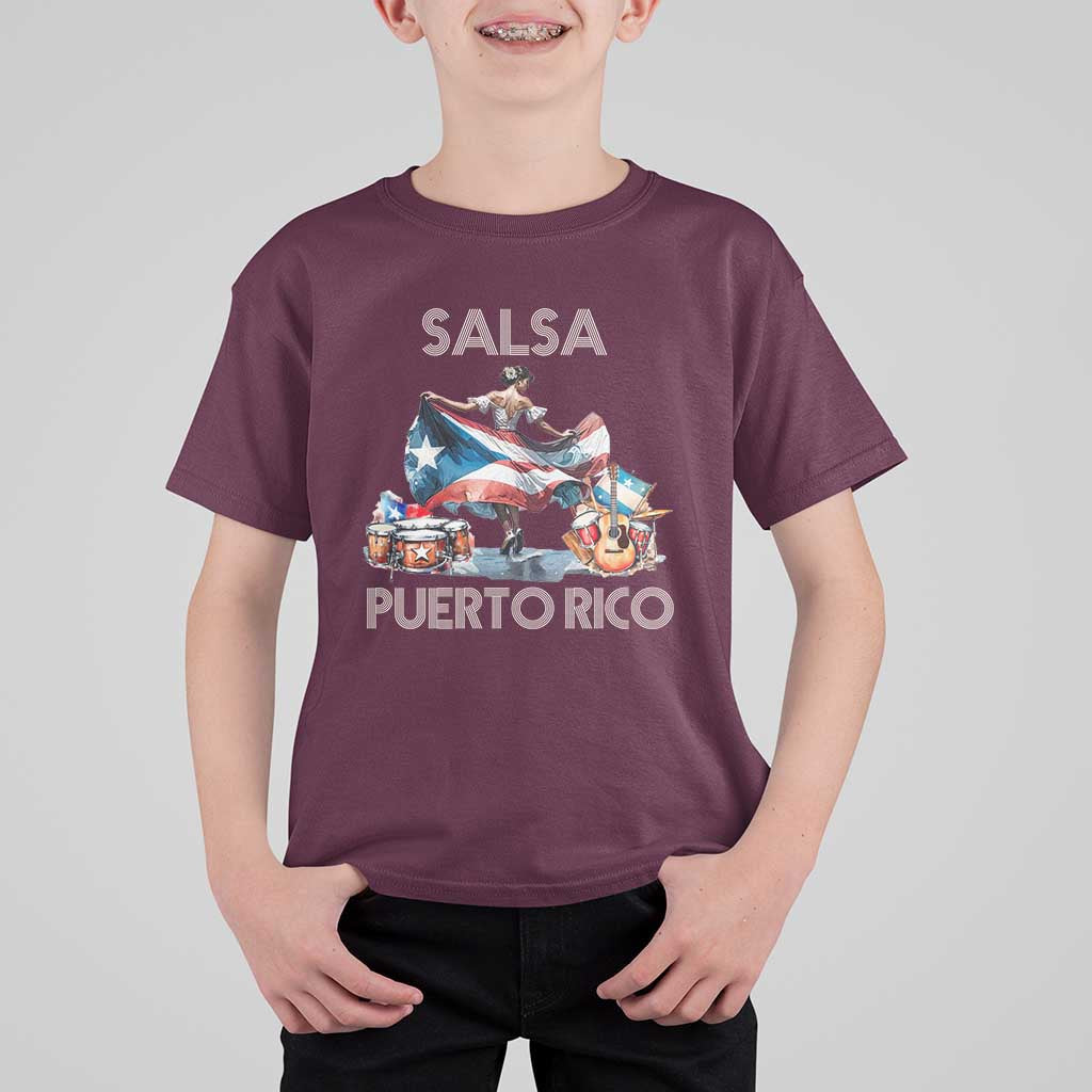 Puerto Rico T Shirt For Kid Salsa Dance Puerto Rican Flag Hispanic Heritage Month - Wonder Print Shop