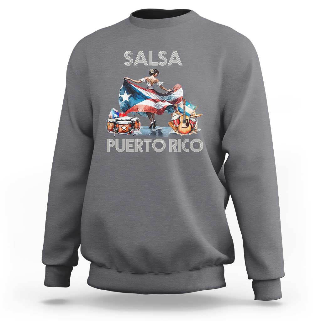 Puerto Rico Sweatshirt Salsa Dance Puerto Rican Flag Hispanic Heritage Month - Wonder Print Shop