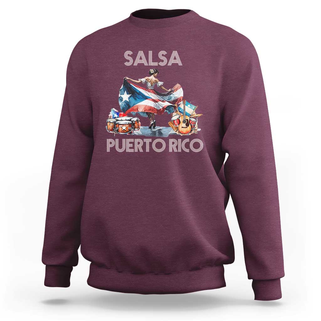 Puerto Rico Sweatshirt Salsa Dance Puerto Rican Flag Hispanic Heritage Month - Wonder Print Shop