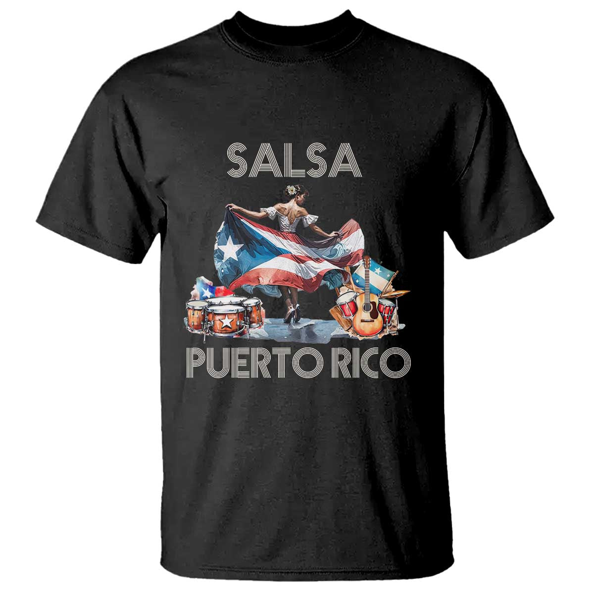 Puerto Rico T Shirt Salsa Dance Puerto Rican Flag Hispanic Heritage Month - Wonder Print Shop