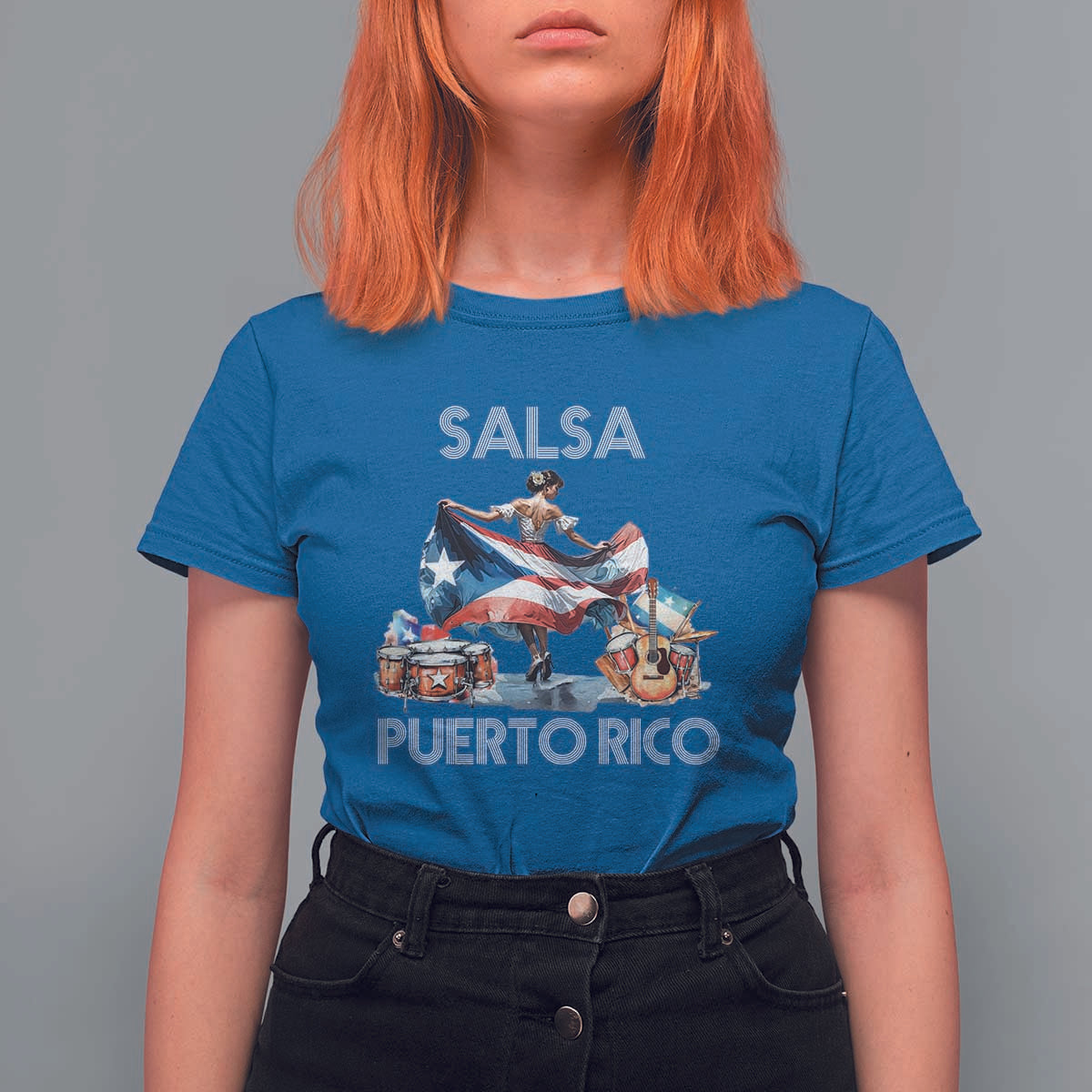 Puerto Rico T Shirt For Women Salsa Dance Puerto Rican Flag Hispanic Heritage Month - Wonder Print Shop