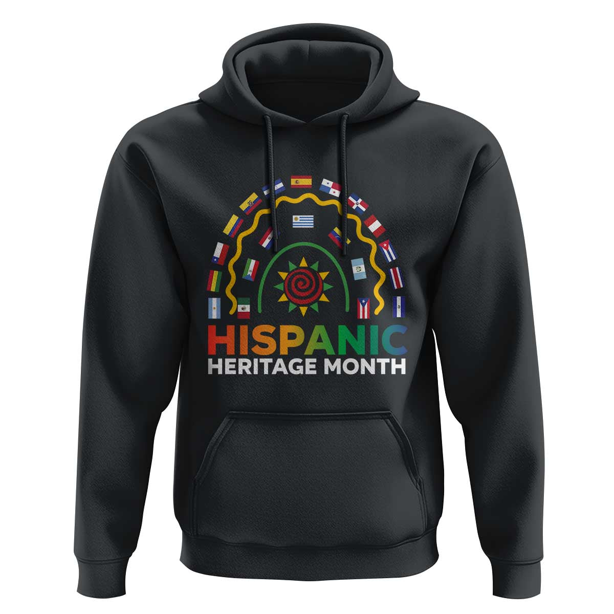 Hispanic Heritage Month Hoodie Hispanic Countries Rainbow Flag Sunflower - Wonder Print Shop