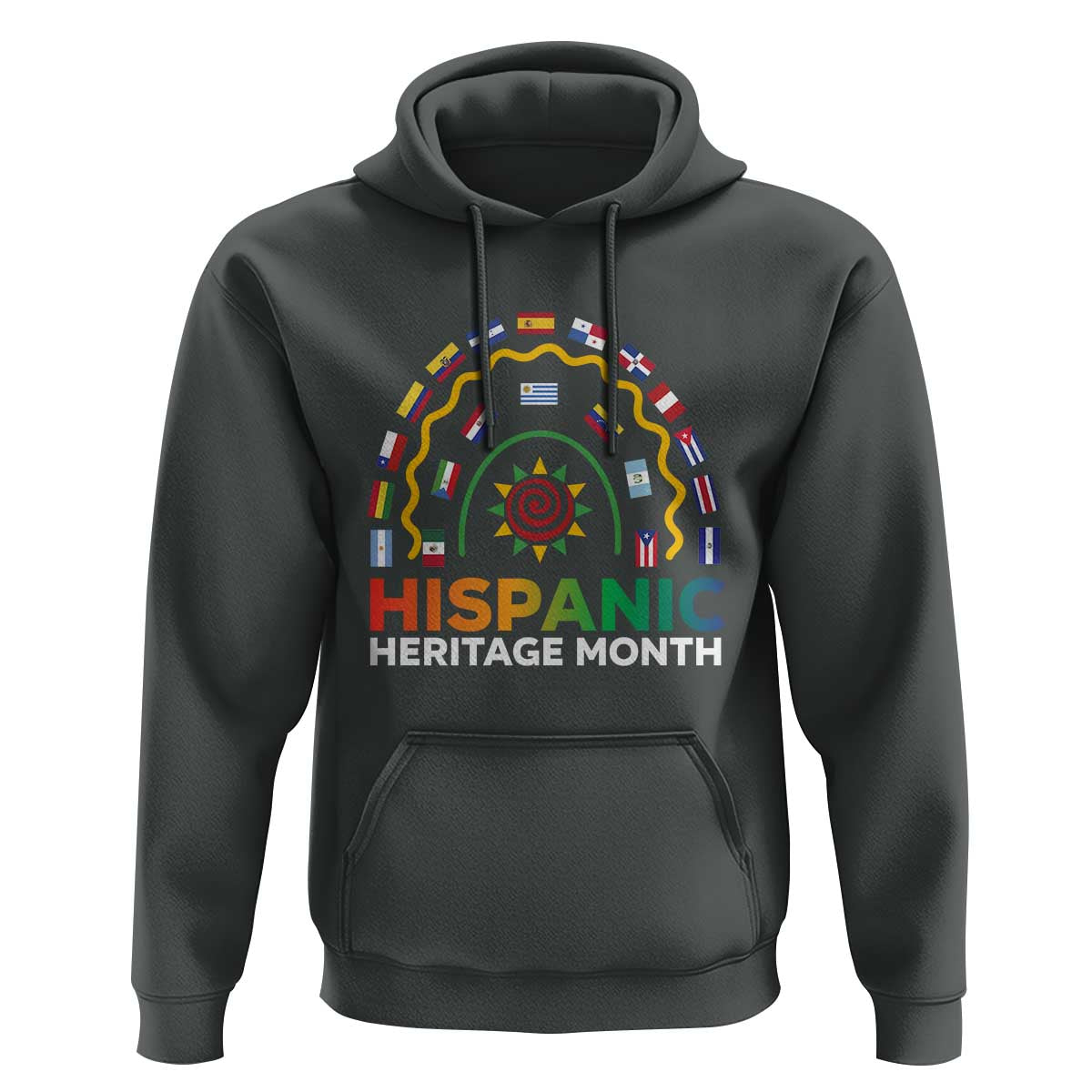 Hispanic Heritage Month Hoodie Hispanic Countries Rainbow Flag Sunflower - Wonder Print Shop