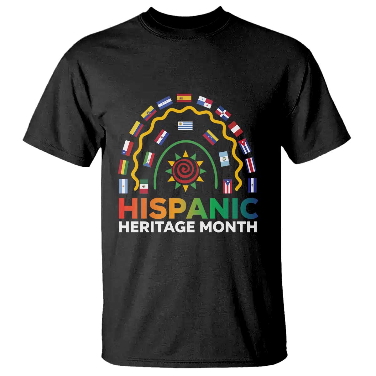 Hispanic Heritage Month T Shirt Hispanic Countries Rainbow Flag Sunflower - Wonder Print Shop