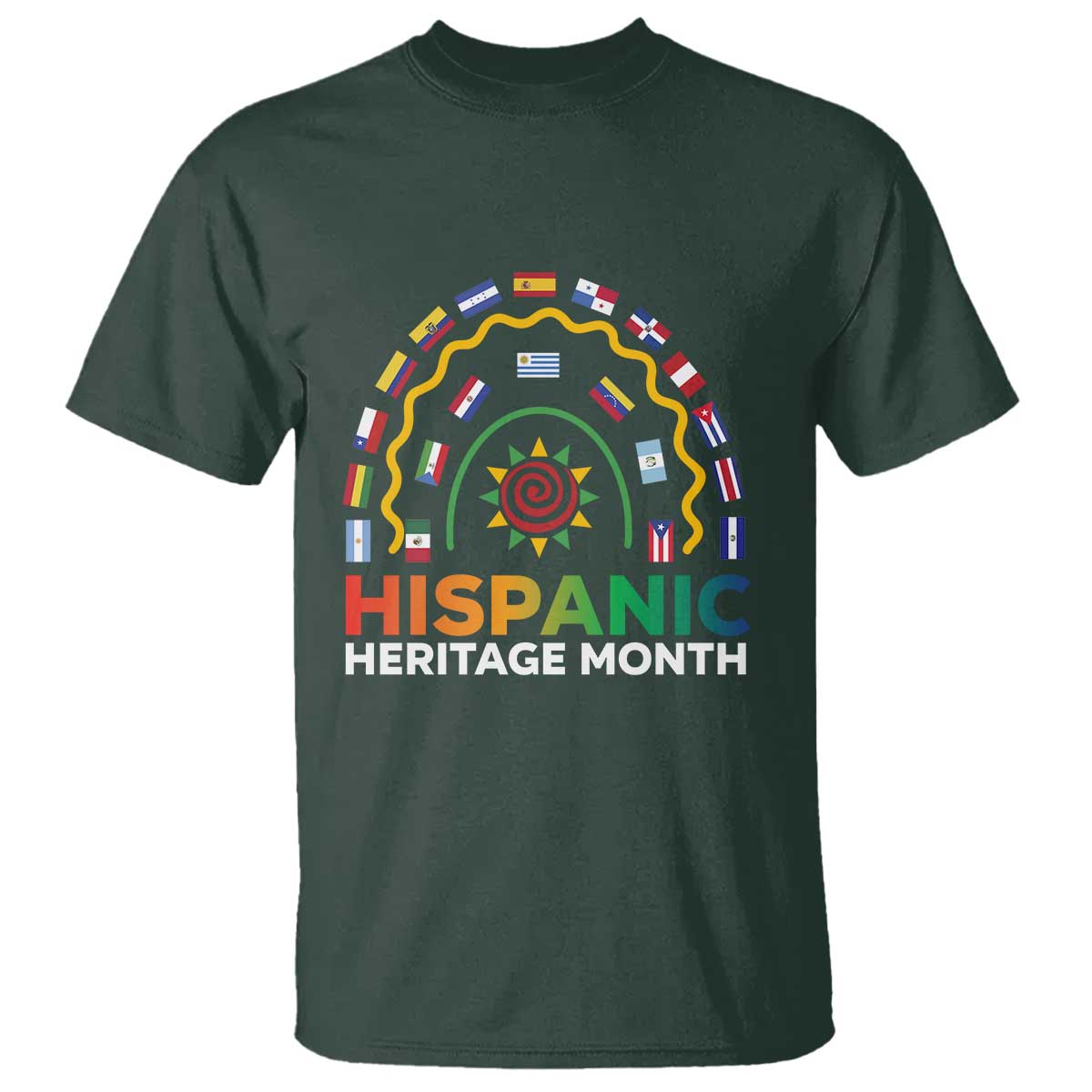 Hispanic Heritage Month T Shirt Hispanic Countries Rainbow Flag Sunflower - Wonder Print Shop