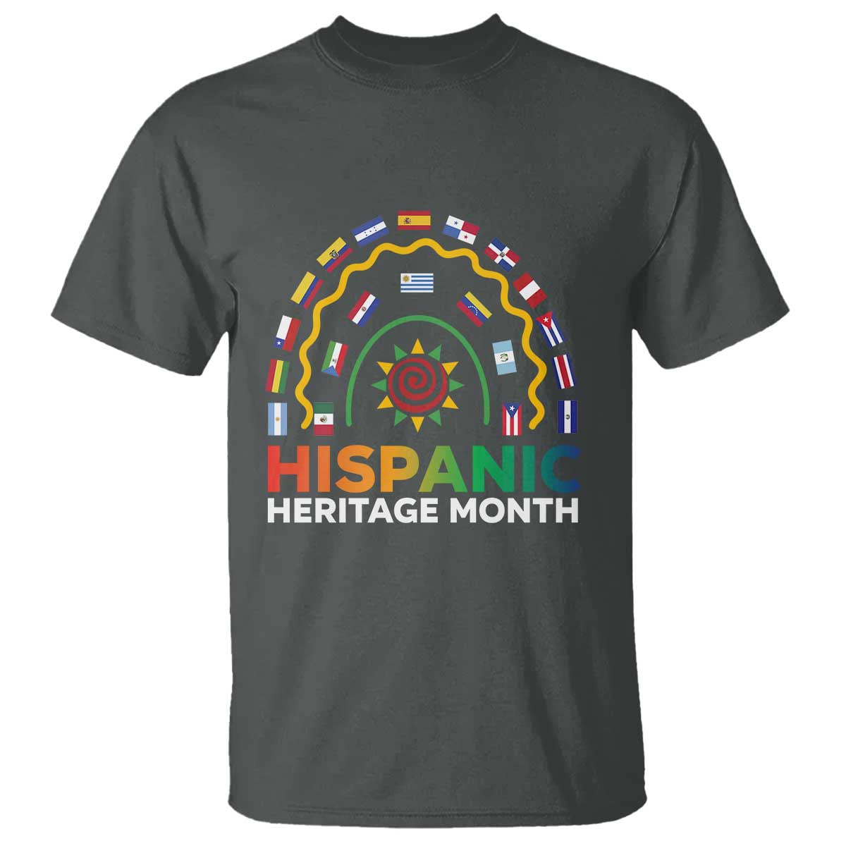 Hispanic Heritage Month T Shirt Hispanic Countries Rainbow Flag Sunflower - Wonder Print Shop