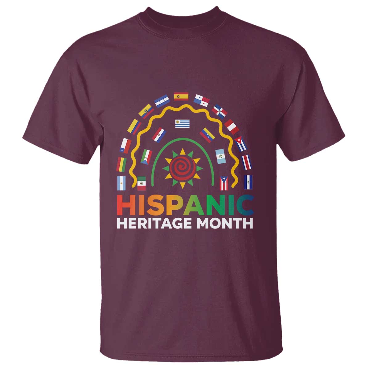 Hispanic Heritage Month T Shirt Hispanic Countries Rainbow Flag Sunflower - Wonder Print Shop