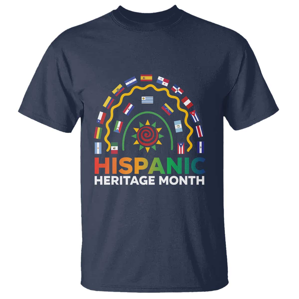 Hispanic Heritage Month T Shirt Hispanic Countries Rainbow Flag Sunflower - Wonder Print Shop