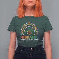 Hispanic Heritage Month T Shirt For Women Hispanic Countries Rainbow Flag Sunflower - Wonder Print Shop