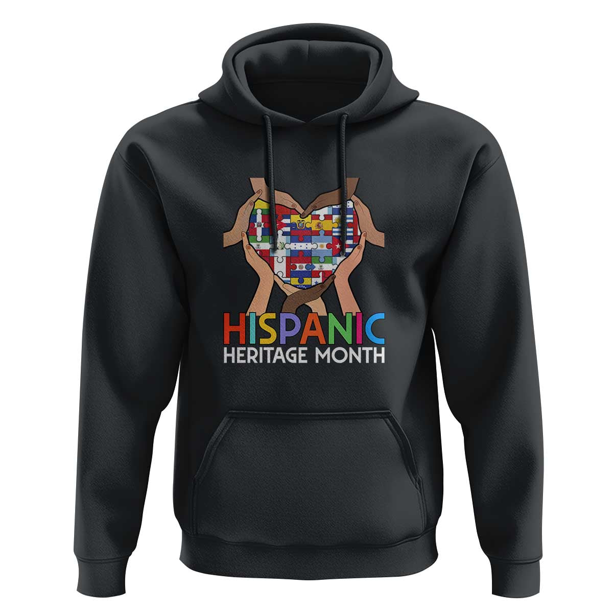Hispanic Heritage Month Hoodie Latino Countries Flag Heart Puzzle - Wonder Print Shop