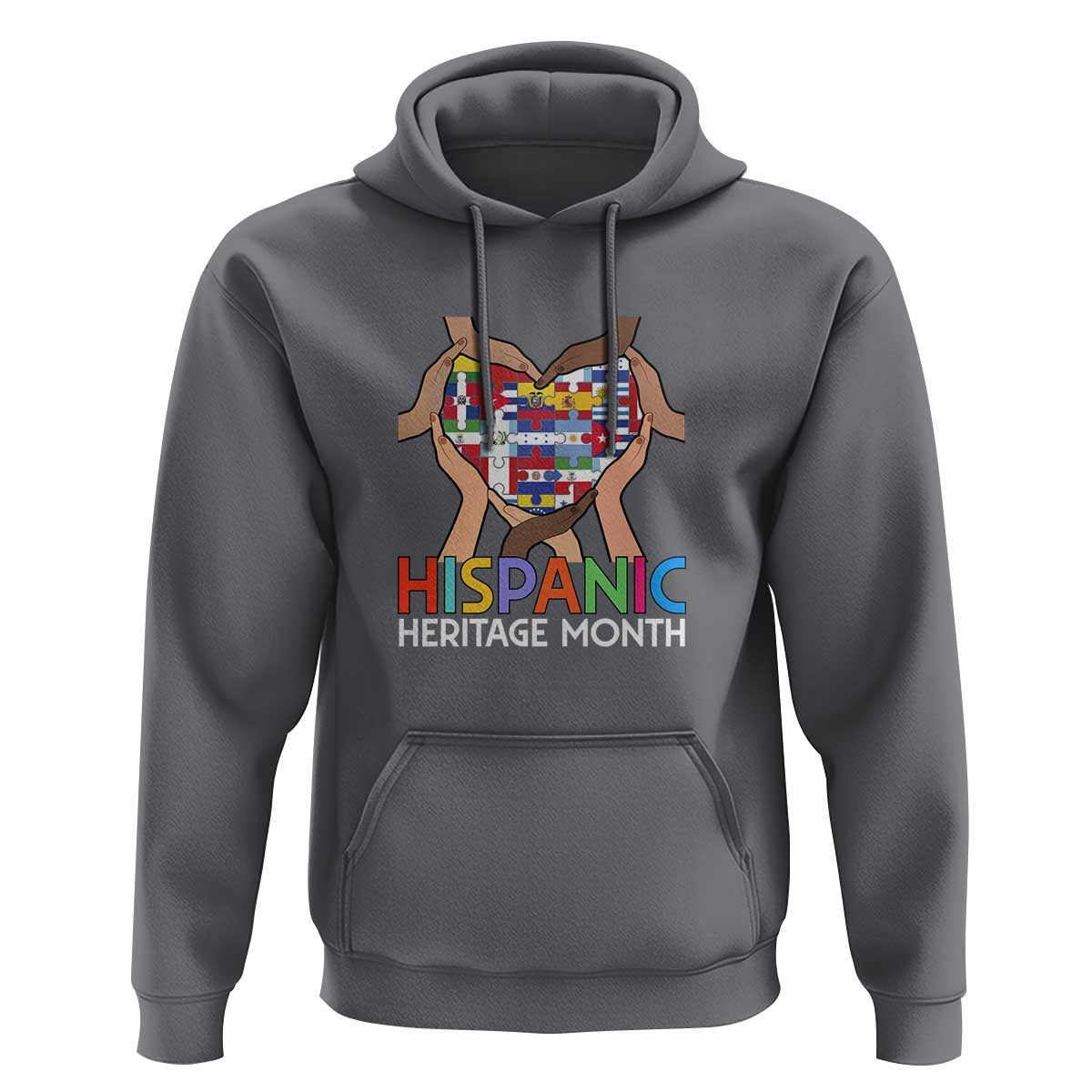 Hispanic Heritage Month Hoodie Latino Countries Flag Heart Puzzle - Wonder Print Shop