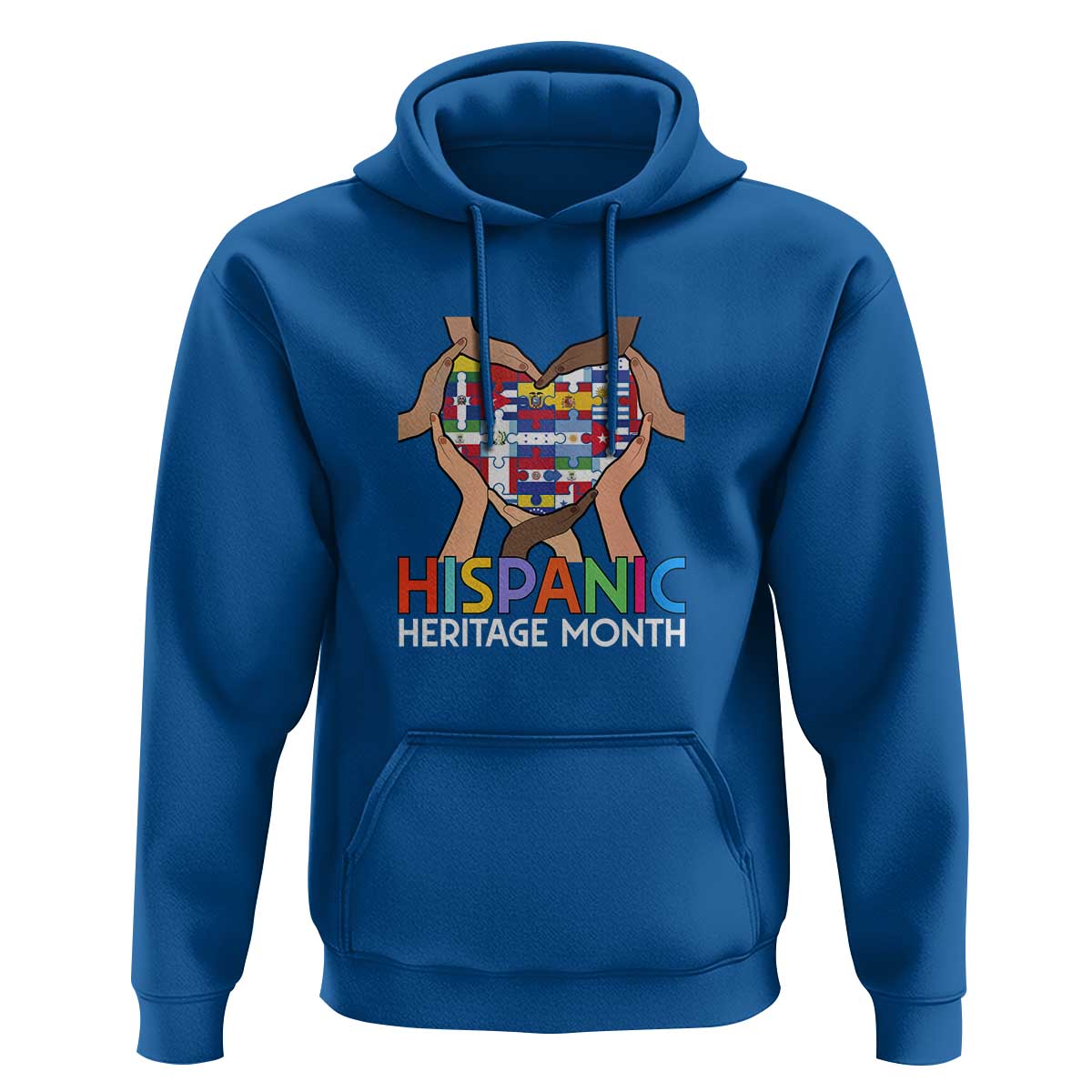 Hispanic Heritage Month Hoodie Latino Countries Flag Heart Puzzle - Wonder Print Shop