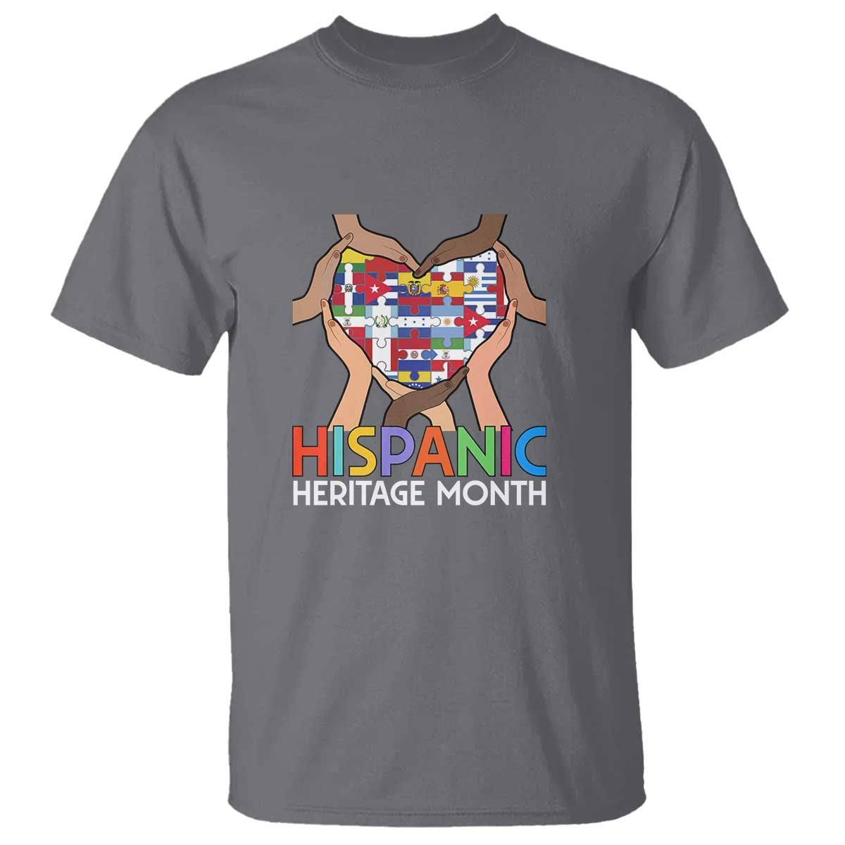 Hispanic Heritage Month T Shirt Latino Countries Flag Heart Puzzle - Wonder Print Shop