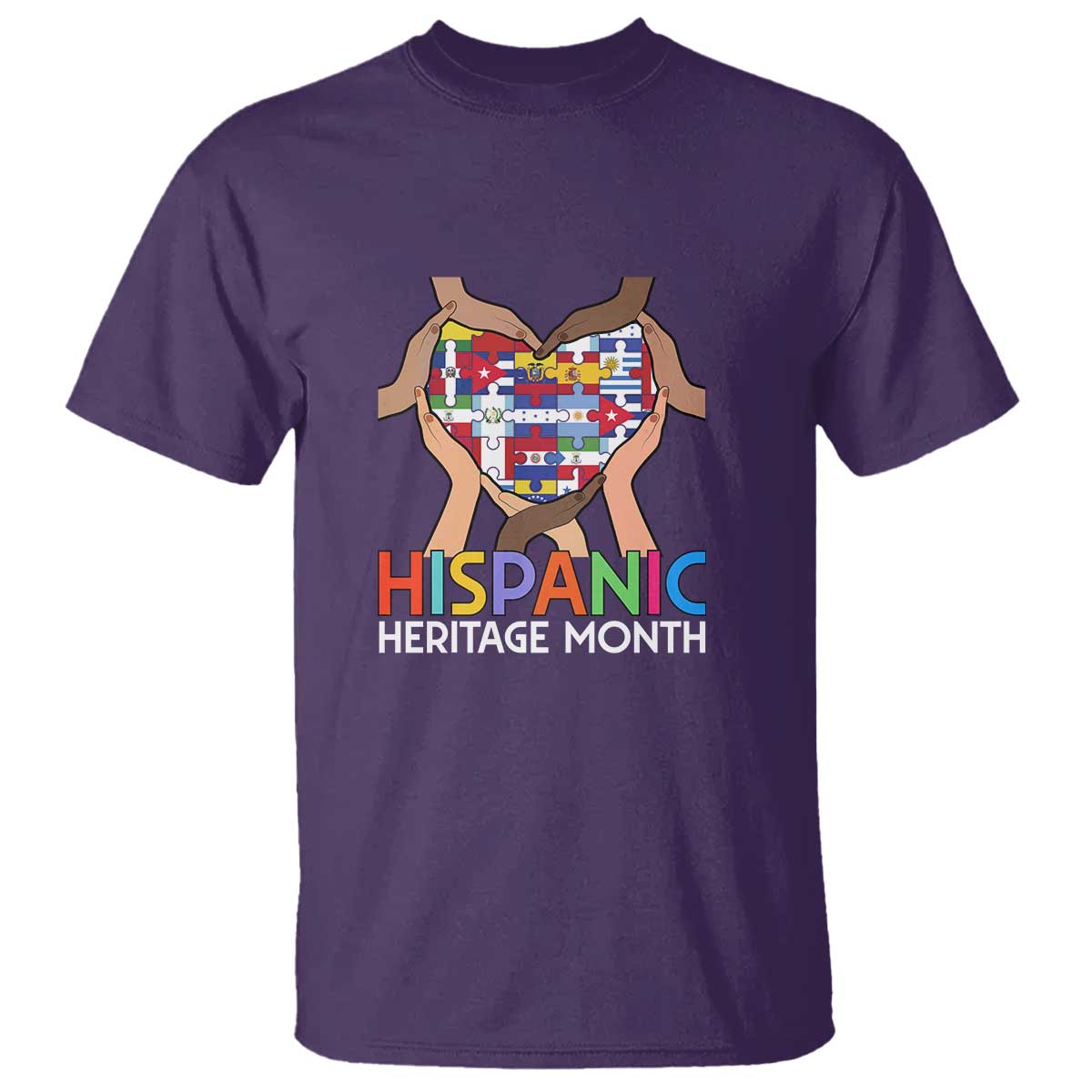 Hispanic Heritage Month T Shirt Latino Countries Flag Heart Puzzle - Wonder Print Shop
