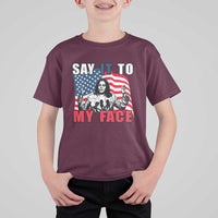 Say It To My Face Harris T Shirt For Kid American Flag Presidential Election 2024 - Wonder Print Shop