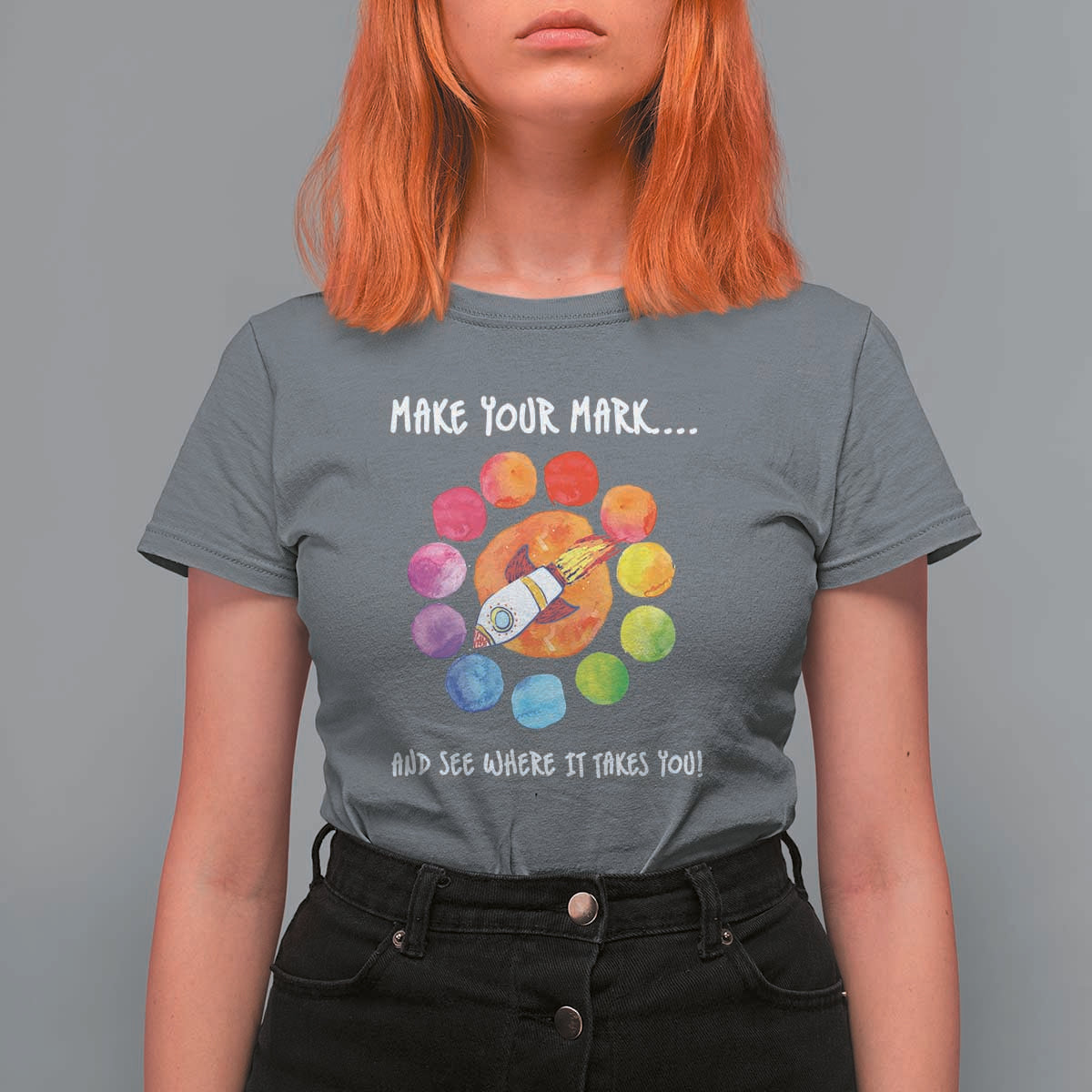 International Dot Day T Shirt For Women Make Your Mark See Where It Takes Colorful Dot Rocket - Wonder Print Shop