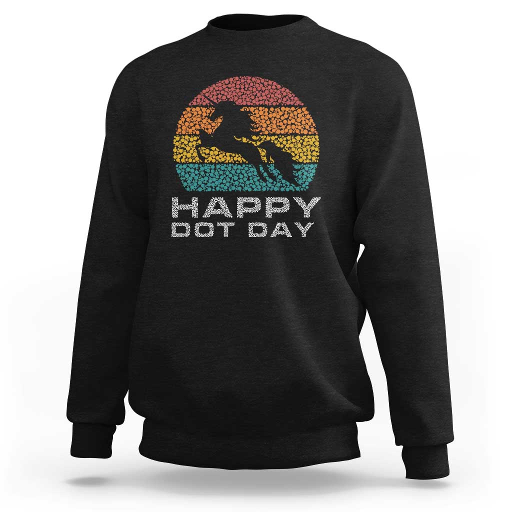 Happy Dot Day Sweatshirt Unicorn Retro Polka Dot Mythical Creatures - Wonder Print Shop