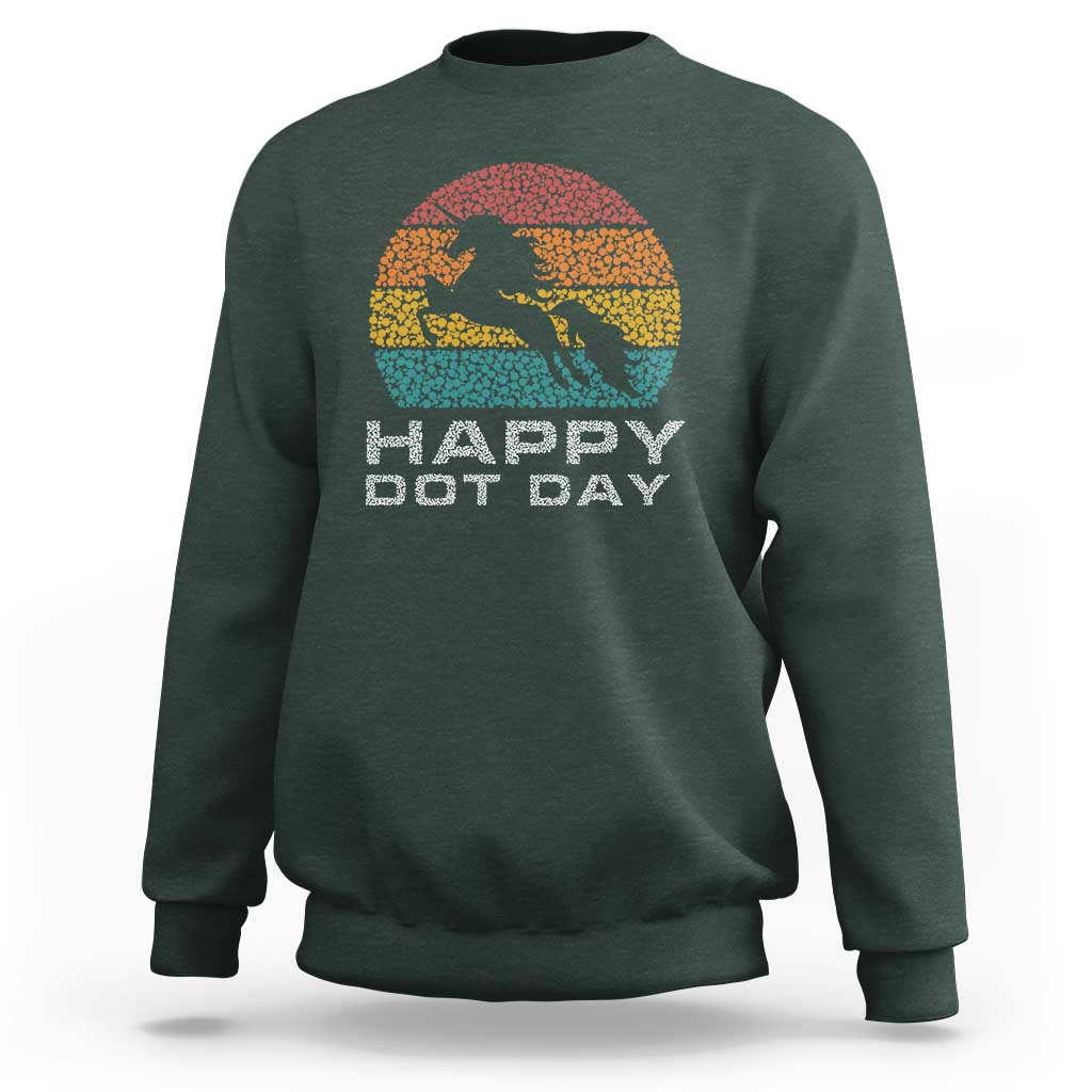 Happy Dot Day Sweatshirt Unicorn Retro Polka Dot Mythical Creatures - Wonder Print Shop