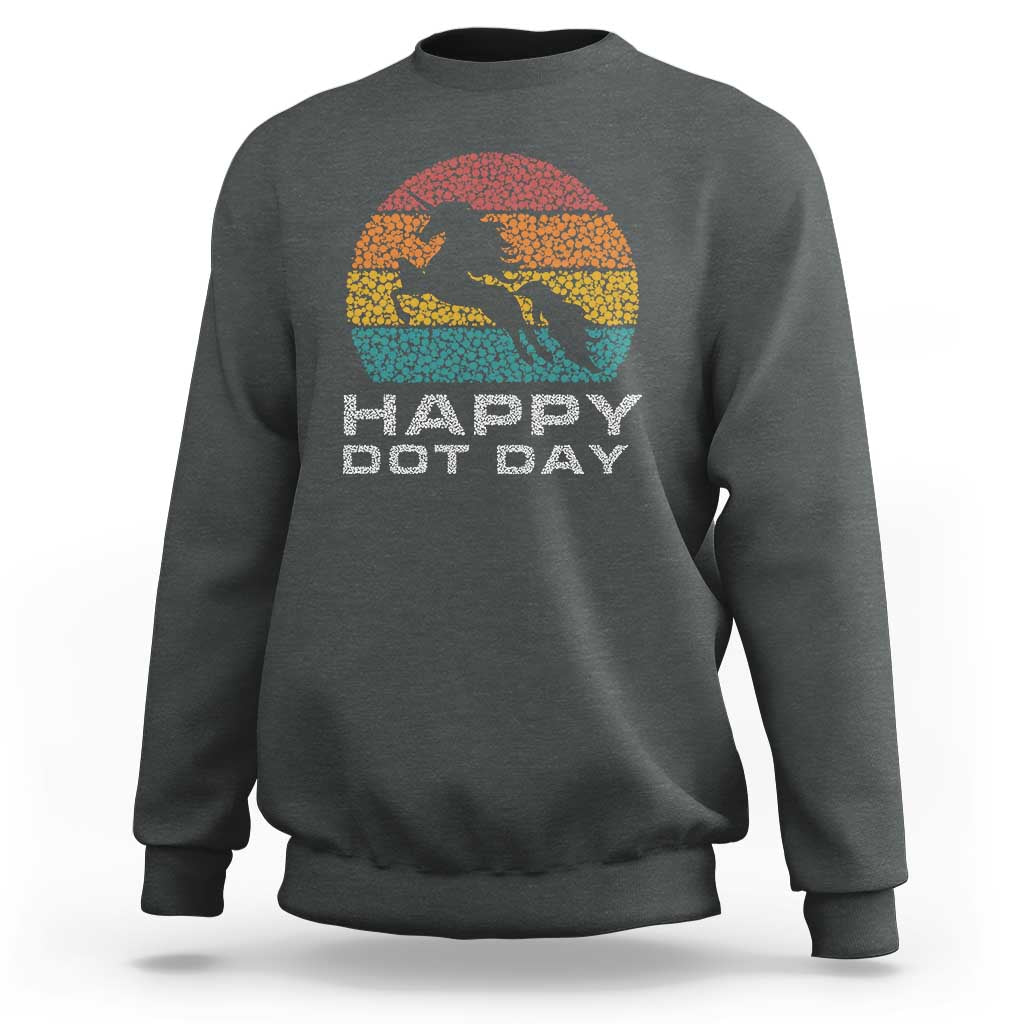 Happy Dot Day Sweatshirt Unicorn Retro Polka Dot Mythical Creatures - Wonder Print Shop