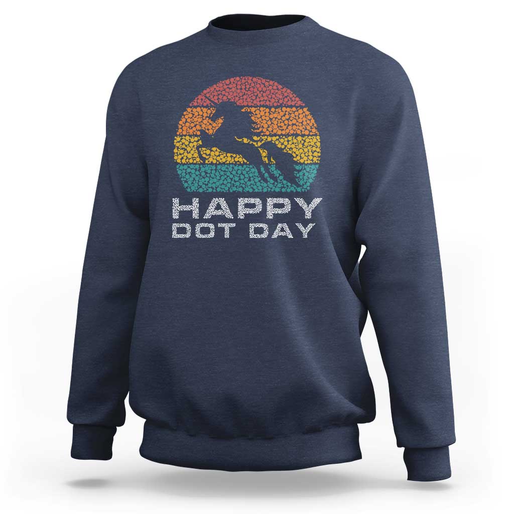 Happy Dot Day Sweatshirt Unicorn Retro Polka Dot Mythical Creatures - Wonder Print Shop