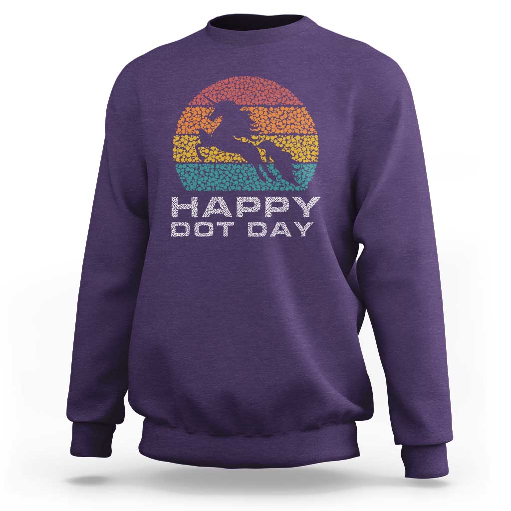 Happy Dot Day Sweatshirt Unicorn Retro Polka Dot Mythical Creatures - Wonder Print Shop