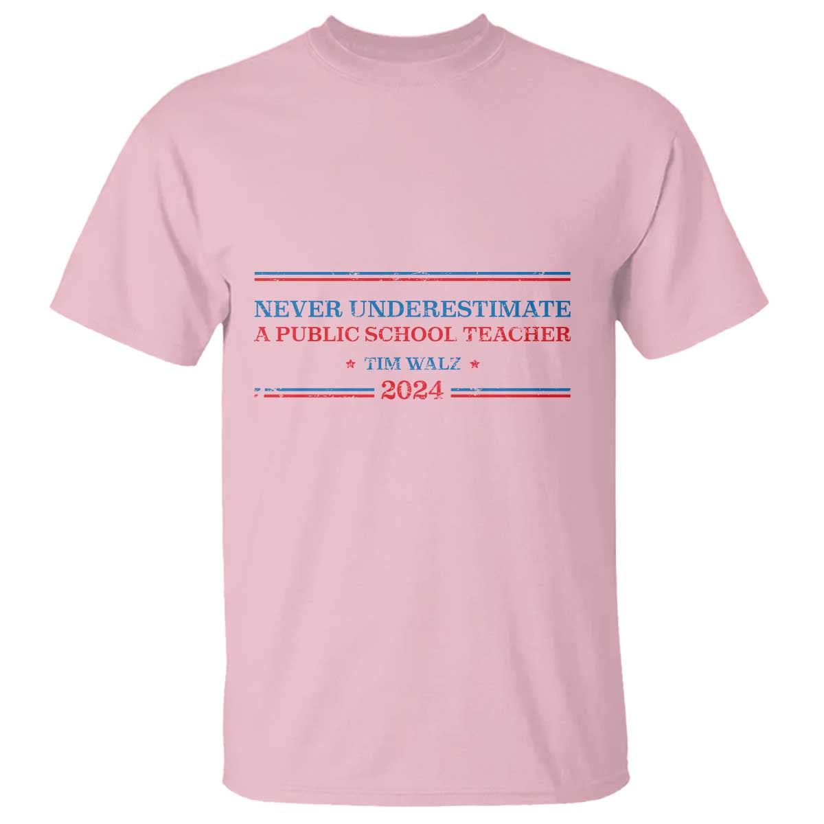Tim Walz T Shirt Never Underestimate A Public School Teacher 2024 Star - Wonder Print Shop