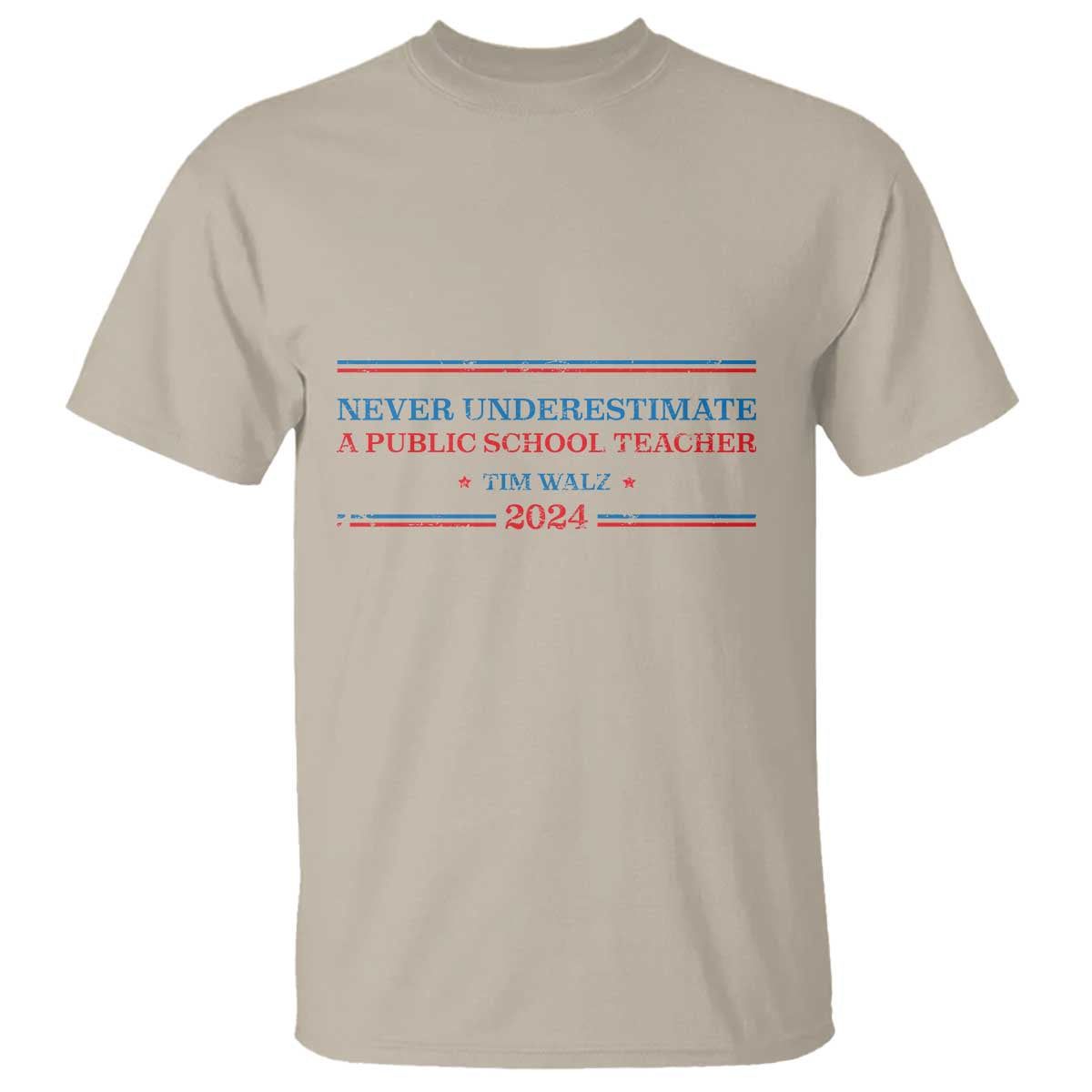 Tim Walz T Shirt Never Underestimate A Public School Teacher 2024 Star - Wonder Print Shop