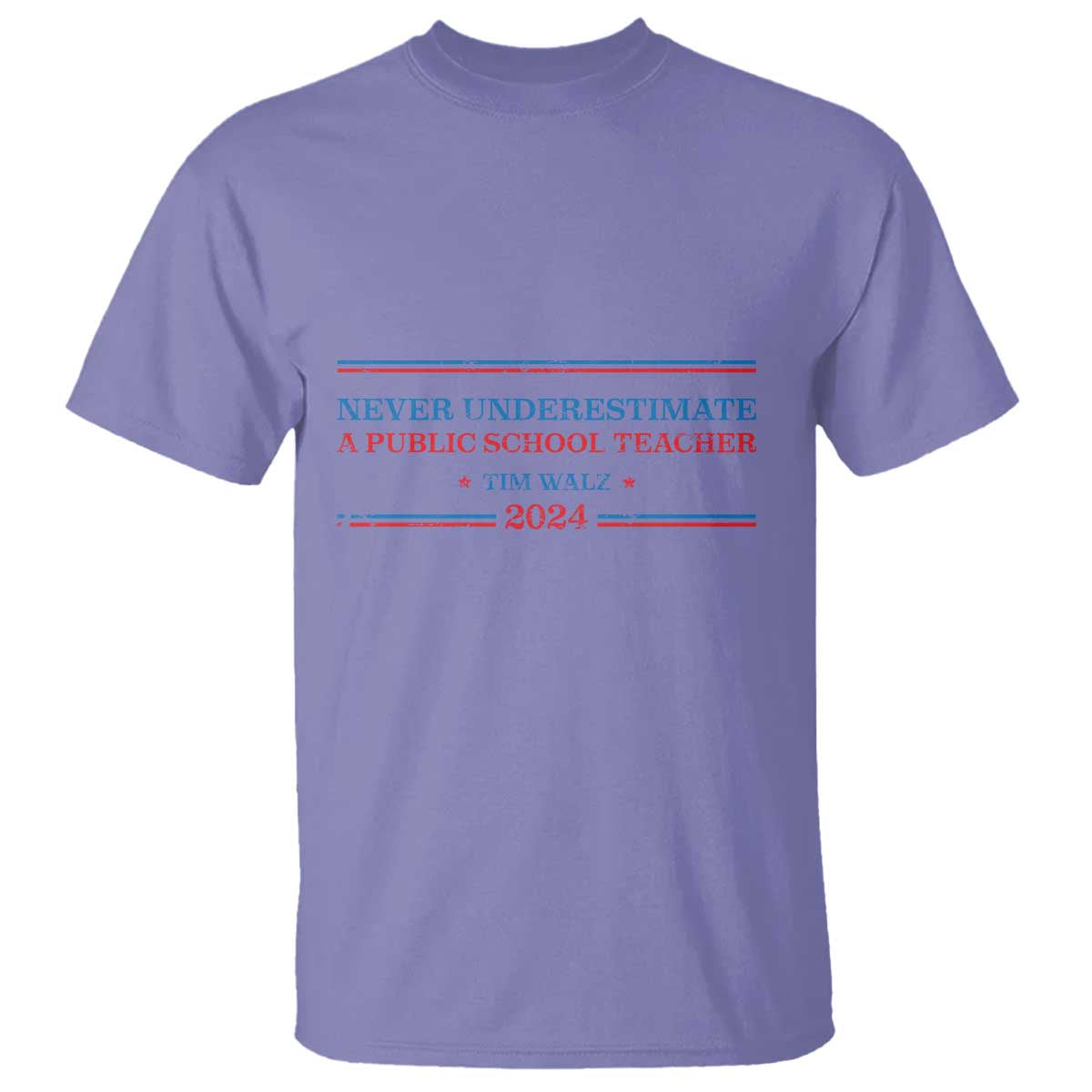 Tim Walz T Shirt Never Underestimate A Public School Teacher 2024 Star - Wonder Print Shop