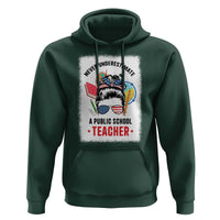 Tim Walz Hoodie Never Underestimate A Public School Teacher Messy Bun - Wonder Print Shop