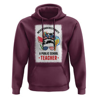 Tim Walz Hoodie Never Underestimate A Public School Teacher Messy Bun - Wonder Print Shop