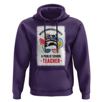 Tim Walz Hoodie Never Underestimate A Public School Teacher Messy Bun - Wonder Print Shop
