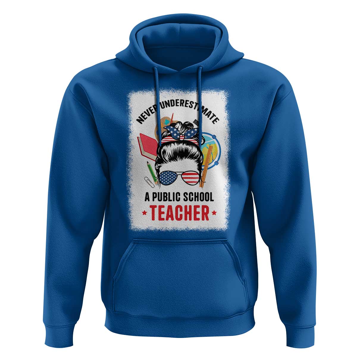 Tim Walz Hoodie Never Underestimate A Public School Teacher Messy Bun - Wonder Print Shop