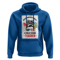 Tim Walz Hoodie Never Underestimate A Public School Teacher Messy Bun - Wonder Print Shop