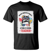 Tim Walz T Shirt Never Underestimate A Public School Teacher Messy Bun - Wonder Print Shop