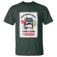 Tim Walz T Shirt Never Underestimate A Public School Teacher Messy Bun - Wonder Print Shop
