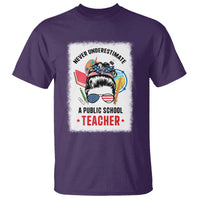 Tim Walz T Shirt Never Underestimate A Public School Teacher Messy Bun - Wonder Print Shop