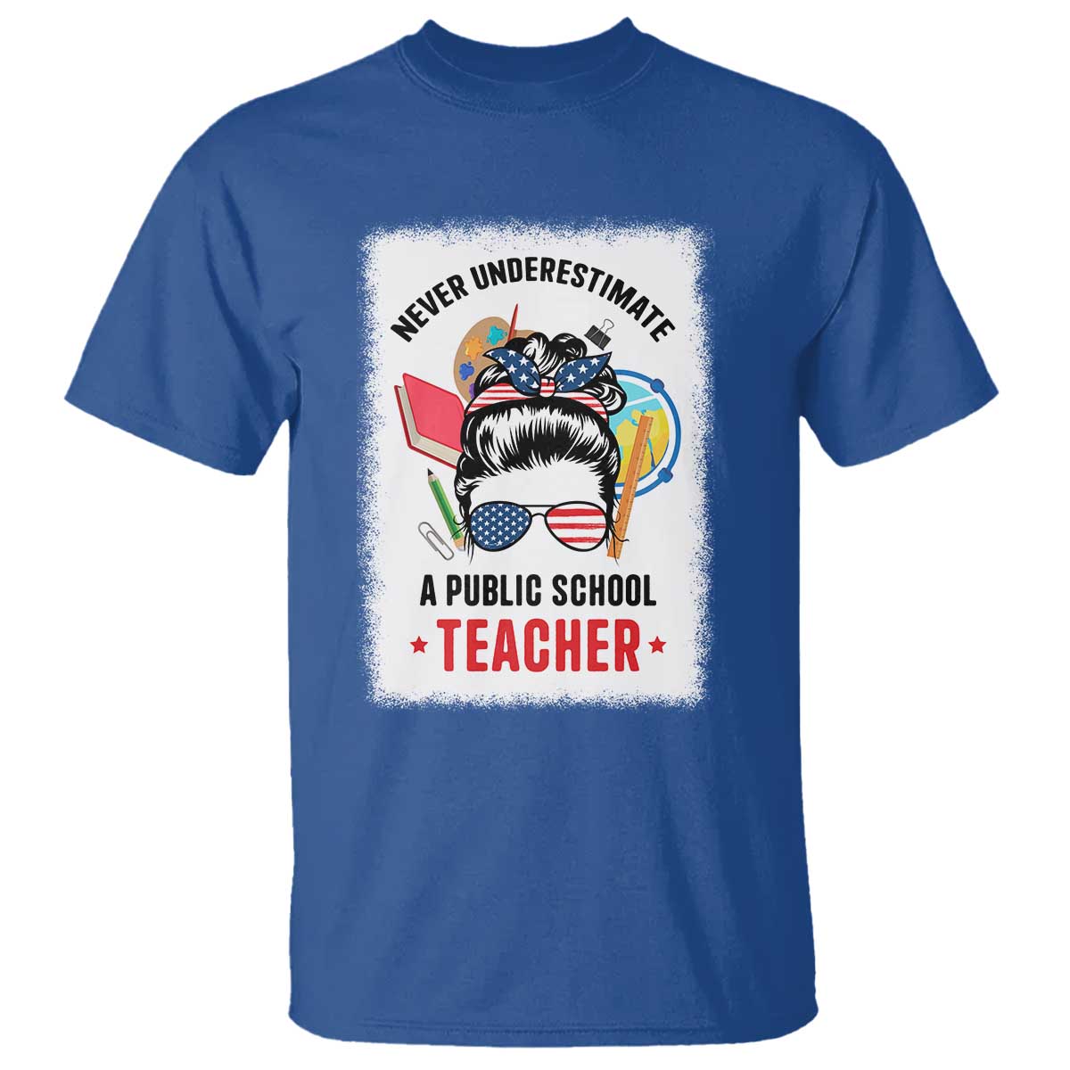 Tim Walz T Shirt Never Underestimate A Public School Teacher Messy Bun - Wonder Print Shop