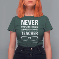 Harris Walz Supporter T Shirt For Women Never Underestimate A Public School Teacher Tim Glasses - Wonder Print Shop
