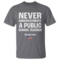 Tim Walz 2024 T Shirt Never Underestimate A Public School Teacher American Flag - Wonder Print Shop